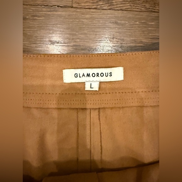 Glamorous A Line Button Front Faux Suede Mini Skirt Size Larger - Picture 3 of 8